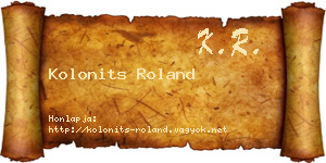 Kolonits Roland névjegykártya